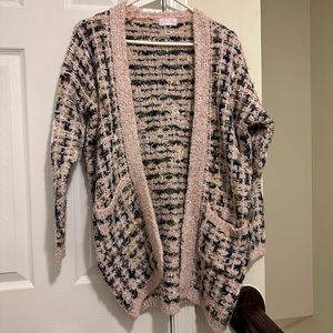 Pink Lily Come Back To You Tweed Cardigan